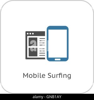 Mobile Surfing Icon. Flat Design. Stock Vector
