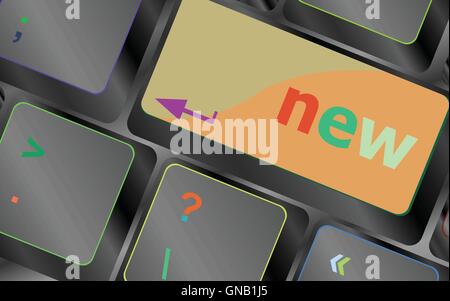 Keyboard with hot key with new word vector keyboard key. keyboard button. Vector illustration Stock Vector