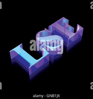 3d neon glowing character LSE made of glass, vector illustration. Stock Vector