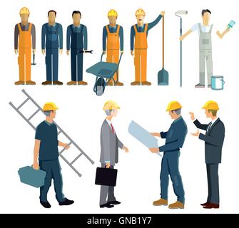 Construction planning with client and architect Stock Vector