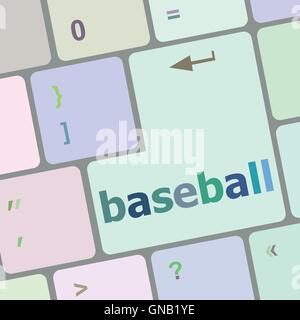 baseball word on keyboard key, notebook computer vector illustration Stock Vector