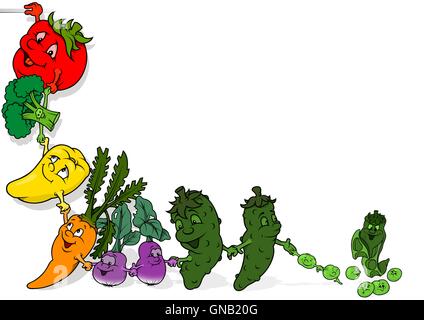 Happy Vegetables Background Stock Vector