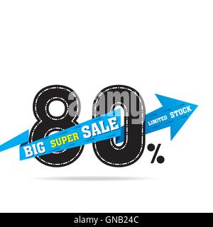 flash 80 percent super sale banner design vector Stock Vector