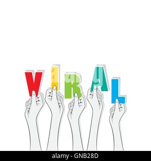 creative viral text hold in hand design Stock Vector