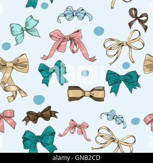 semless texture with vintage bows Stock Vector