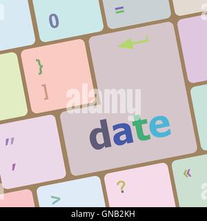 business concept: computer keyboard with word Date vector illustration Stock Vector
