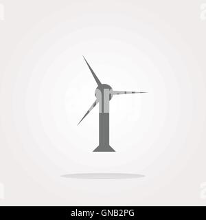 vector wind turbine icon, web button isolated on white Stock Vector