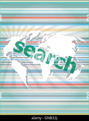 SEO web development concept: words Search on digital background vector quotation marks with thin line speech bubble. concept of Stock Vector