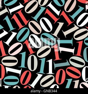 Abstract Data background: multicolor Binary Code ?n Black, No Gradients, vector illustration Stock Vector