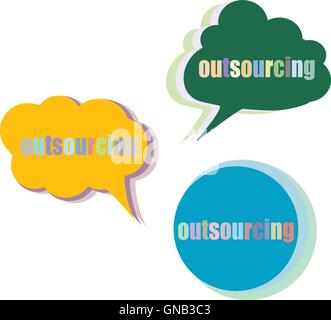 outsourcing. Set of stickers, labels, tags. Business banners, Template for infographics. Icon set. Icon flat. Vector illustratio Stock Vector