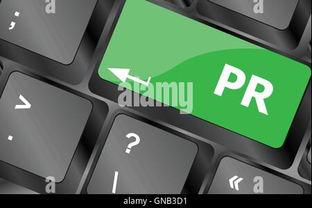 Marketing concept: computer keyboard with word PR. Keyboard keys icon button vector Stock Vector