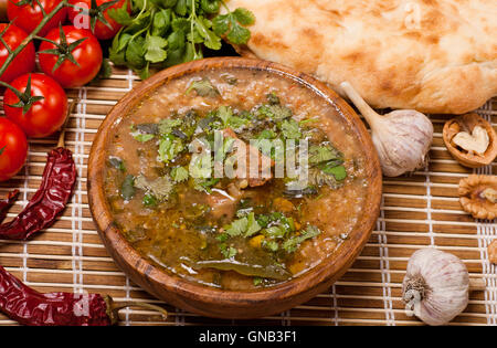 Kharcho.Georgian beef-walnut soup Stock Photo