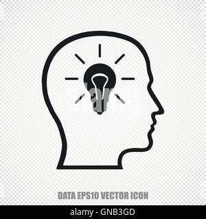 Data vector Head With Lightbulb icon. Modern flat design. Stock Vector