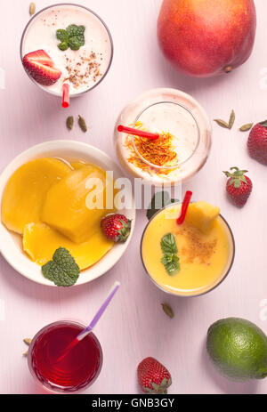 Mango and strawberry lassi Stock Photo
