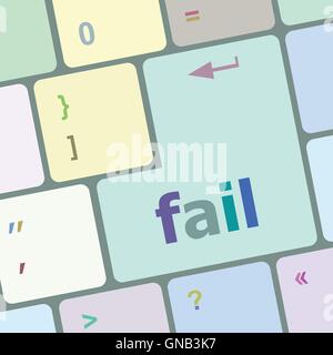 fail word on key showing fail failure mistake or sorry concept vector illustration Stock Vector