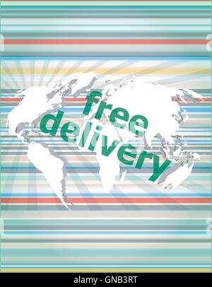 free delivery word on a virtual digital background vector quotation marks with thin line speech bubble. concept of citation, inf Stock Vector