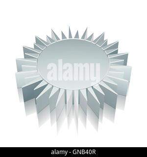 3d metallic Sun icon with reflection, vector illustration. Stock Vector