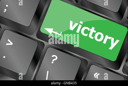 Computer keyboard with victory key. Keyboard keys icon button vector Stock Vector