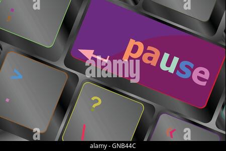 Computer keyboard with pause key - business concept vector keyboard key. keyboard button. Vector illustration Stock Vector