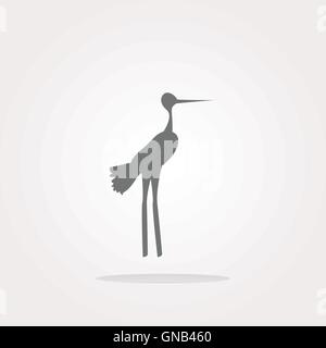 vector Stork on web icon button isolated on white. Web Icon Art. Graphic Icon Drawing Stock Vector