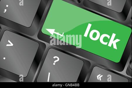 Privacy concept: computer keyboard with lock word on enter button. Keyboard keys icon button vector Stock Vector
