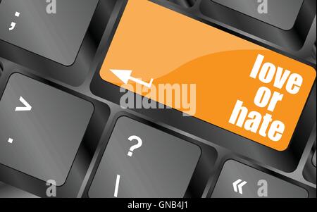 love or hate relationships communication impressions ratings reviews computer keyboard key, vector illustration Stock Vector