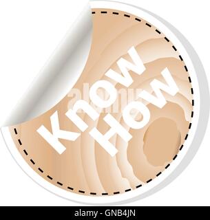 know how words on vector business wooden app icon isolated on white background. vector illustration Stock Vector