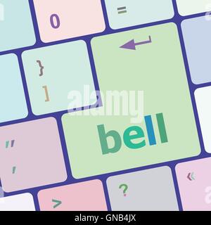 bell button on computer pc keyboard key vector illustration Stock Vector
