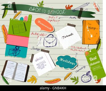 Back to school scrapbooking poster. Stock Vector