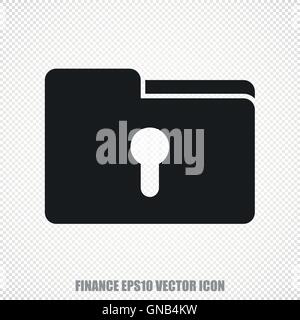 Finance vector Folder With Keyhole icon. Modern flat design. Stock Vector