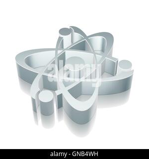3d metallic Molecule icon with reflection, vector illustration. Stock Vector
