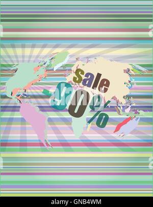 set of sale percentage words on business digital touch screen vector illustration Stock Vector