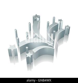 Holiday icon: 3d metallic Fireworks with reflection, vector illustration. Stock Vector