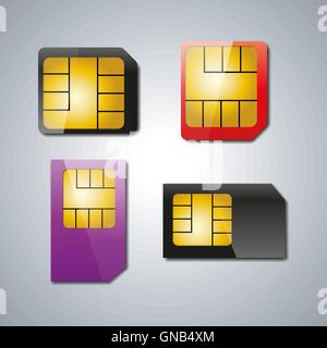 Set SIM card, vector illustration. Stock Vector