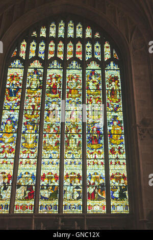 Hereford Cathedral Stained Glass Window over the West Door Stock Photo