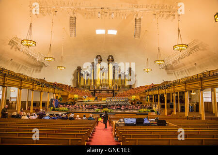 Interior Mormon Temple of Latter Day Saints in Salt Lake City Utah USA Stock Photo