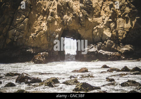 Keyhole Arch Rock Formation, Pfeiffer Beach, Big Sur, California, USA Stock Photo