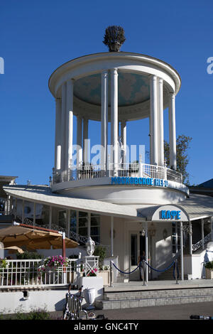 MOSCOW, RUSSIA - August 26, 2016:  Exhibition Centre VDNH (VVC), Moscow, Russia. Sample of Soviet architecture. Cafe 'Moscow sky Stock Photo