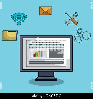 computer settings technology icon Stock Vector