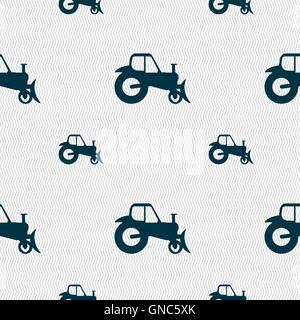 Tractor icon sign. Seamless pattern with geometric texture. Vector Stock Vector