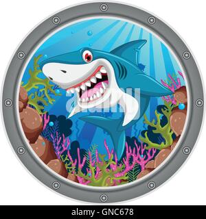 angry shark cartoon Stock Vector