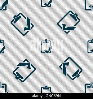 Document grammar control, Test, work complete icon sign. Seamless pattern with geometric texture. Vector Stock Vector