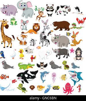big animal cartoon set Stock Vector