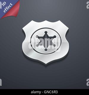 Sheriff, star icon symbol. 3D style. Trendy, modern design with space for your text Vector Stock Vector