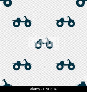 ATV icon sign. Seamless pattern with geometric texture. Vector Stock Vector