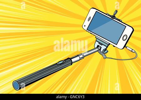 Selfie stick smartphone shooting Stock Vector