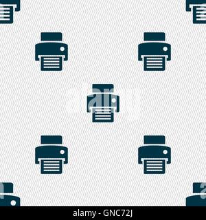 fax, printer icon sign. Seamless pattern with geometric texture. Vector Stock Vector