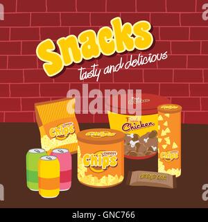 fastfood snacks theme set Stock Vector
