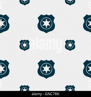 Sheriff, star icon sign. Seamless pattern with geometric texture. Vector Stock Vector