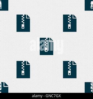 computer zip folder, archive icon sign. Seamless pattern with geometric texture. Vector Stock Vector
